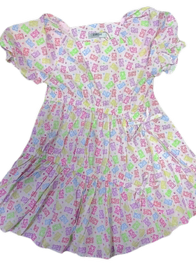 欧恰恰夏季女童印花短袖连衣裙