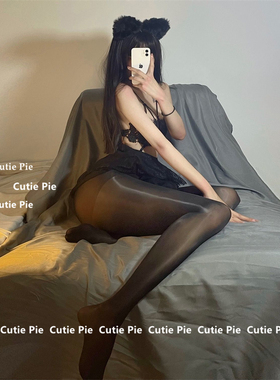 cutie：丝滑油亮一线裆丝袜夏季黑色性感油光脚尖透明超薄连裤袜