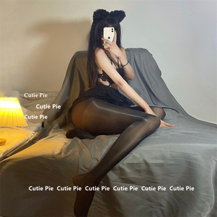 cutie：丝滑油亮一线裆丝袜夏季 袜 黑色性感油光脚尖透明超薄连裤