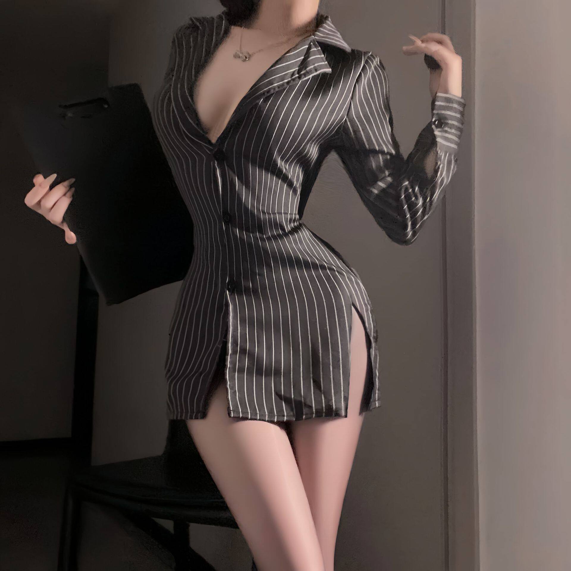 cutie秘书性感内衣诱惑2025新款制服黑丝床上羞耻套装小胸睡衣服