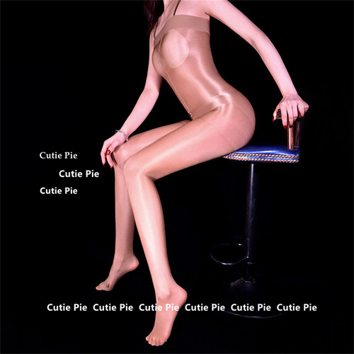 cutie：舍宾吊带抹胸全身油亮性感紧身连体黑丝吊带连身丝袜白丝