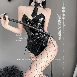cutie：丝绒兔管家 少女 俏皮可爱丝绒兔女郎性感开档免脱制服套装