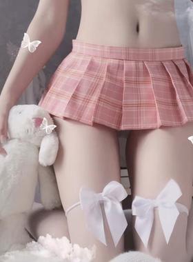 cutie：MINI百褶格子超短短裙性感酒吧夜店可爱迷你短裙毛球内裤