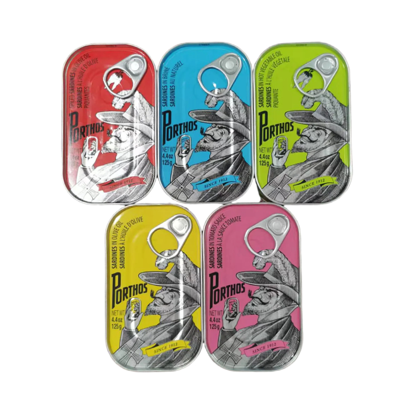 葡萄牙进口PORTHOS葡国老人牌盐水橄榄油辣味茄汁沙丁鱼罐头125g