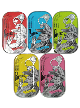 葡萄牙进口PORTHOS葡国老人牌盐水橄榄油辣味茄汁沙丁鱼罐头125g