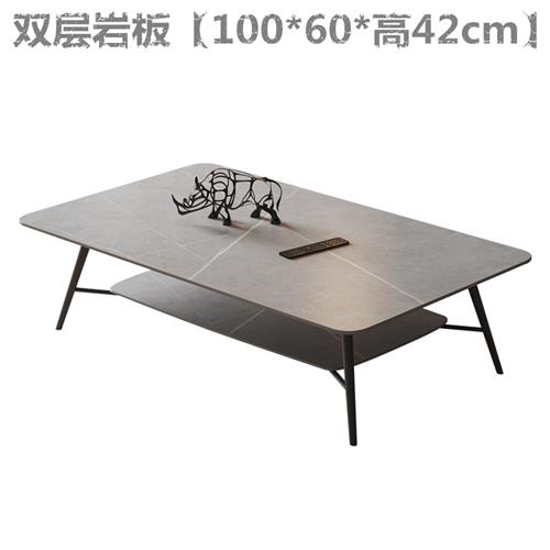 意式岩板双层茶几客厅家用茶台简约0 大理石办公室茶桌极简网红i.