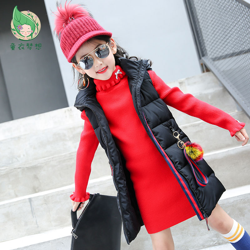 马甲女童秋冬2019新款保暖加厚中大童儿童女孩连帽加厚棉背心外套在类目 童装/婴儿装/亲子装, 马甲中 - 来自Buy2taobao.com提供专业的淘宝代购服务