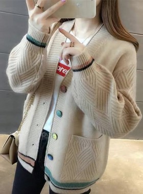 针织开衫外套女2026春秋季新款韩版毛衣女宽松学生短款上衣百搭潮