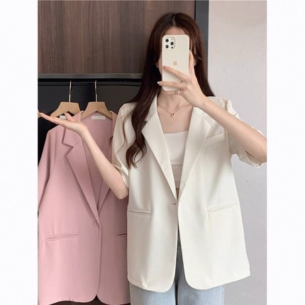薄款西装女2025夏季新款韩版西服外套休闲宽松小个子百搭短袖上衣