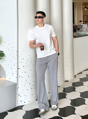 DSRG舒适高弹力弯刀裤宽松微喇直筒显瘦lulu同款速干垂感休闲裤潮