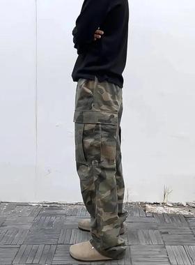 DSRG拉夫同款美式复古硬汉立体剪裁多口袋水洗裤子磨毛迷彩工装裤