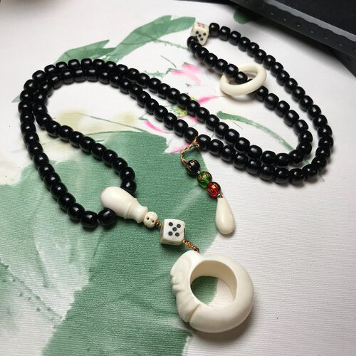天然牛角逢赌必赢搭配牛骨龙圈、骰子、牛骨一体三通、跑圈