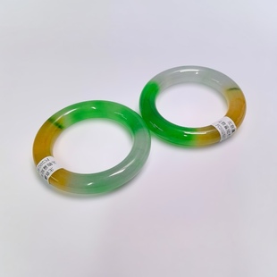 清代老翡翠手镯三色 古玩收藏古董玉器老玉镯子旧货捡瀛芳斋证书