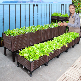 阳台种植箱特大号长方形加厚塑料花盆楼顶露台家用庭院菜园种菜盆