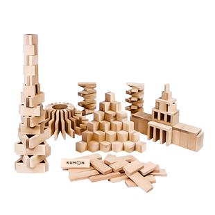 日本KUMON公文式教育112个木片原木山毛榉积木长条3-7岁男女玩具