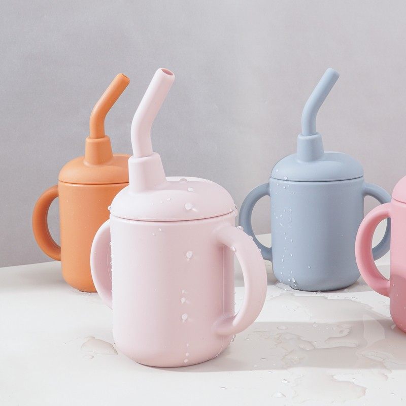 120ml宝宝硅胶吸管杯婴儿喝牛奶杯带刻度学饮杯儿童水杯手柄防摔,婴童用品,儿童水杯,淘宝优惠券,粉丝福利购,淘宝优惠卷