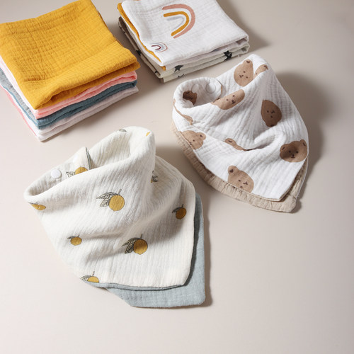 口水巾三角巾双面可用纯棉纱布