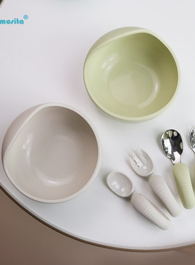宝宝硅胶辅食吸盘碗316不锈钢PPSU训练叉勺 婴儿自主进食儿童餐具