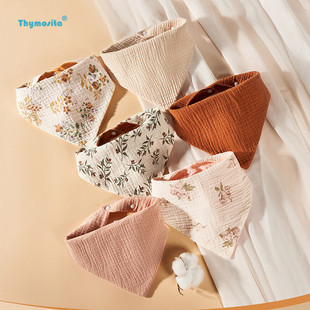 新生儿宝宝四层纱布口水巾 婴幼儿防水三角巾超柔软纯棉吸水围脖