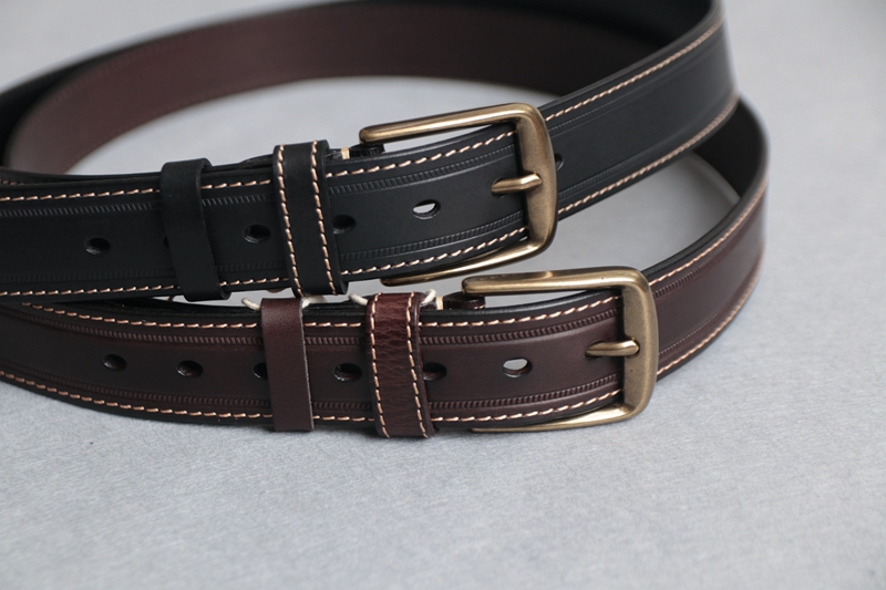 男士缝线牛皮纯铜休闲皮带腰带