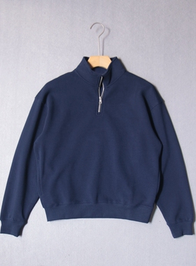 春秋新款简约百搭男士半开衫立领套头卫衣短款运动外套纯色SH1927