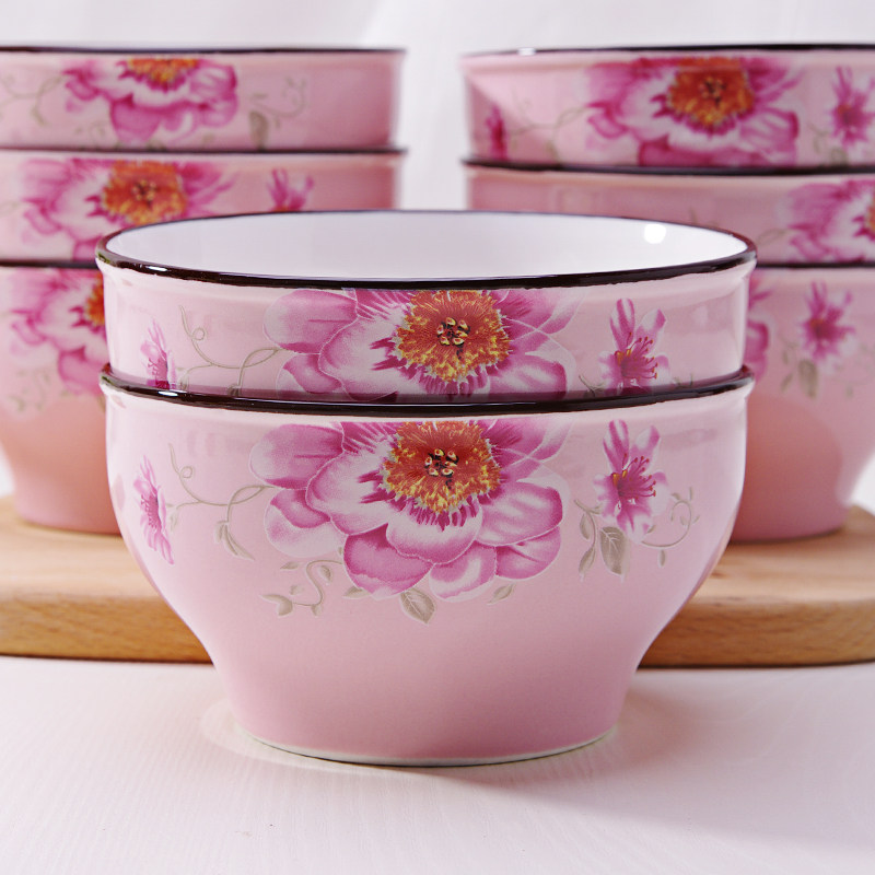 新品5英寸大容量陶瓷家用吃饭碗10个 色釉利比碗 微波炉适用包邮|ruв категории посуда, посуда, чаша - от Buy2taobao.com для оказания профессиональной услуги покупки агента Taobao