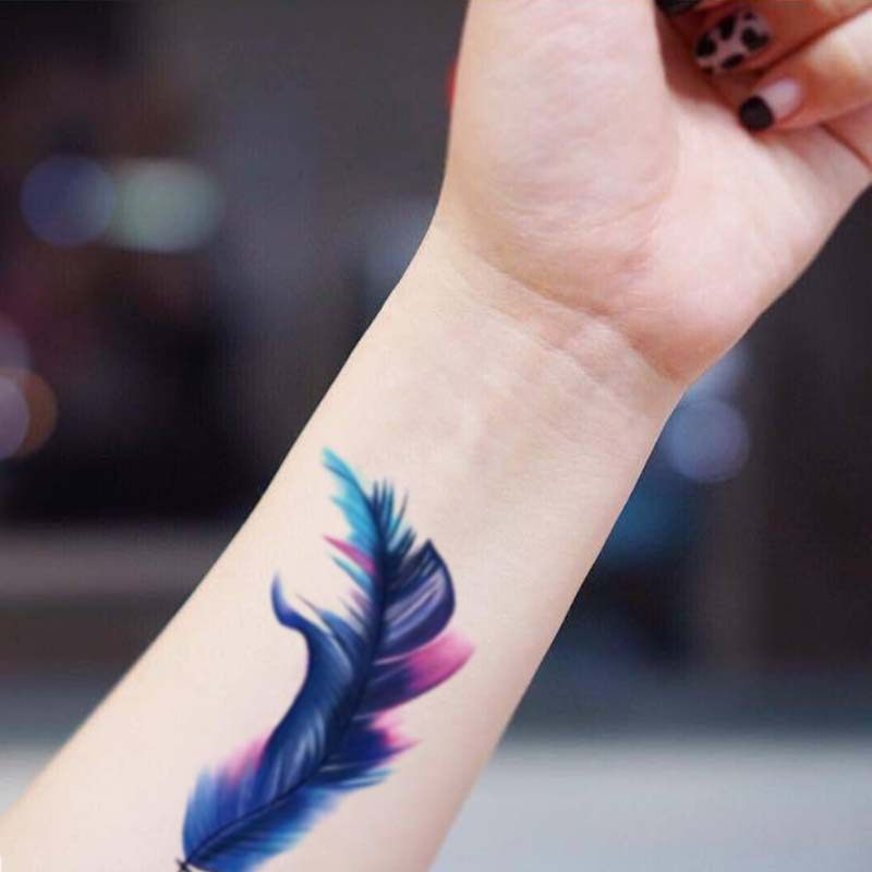 魔力 羽毛纹身贴遮伤疤痕彩色图案女性感逼真防水持久不掉色新款
