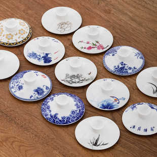 白瓷通用马克杯盖子陶瓷单卖办公会议圆形杯盖子个人水杯零配杯盖