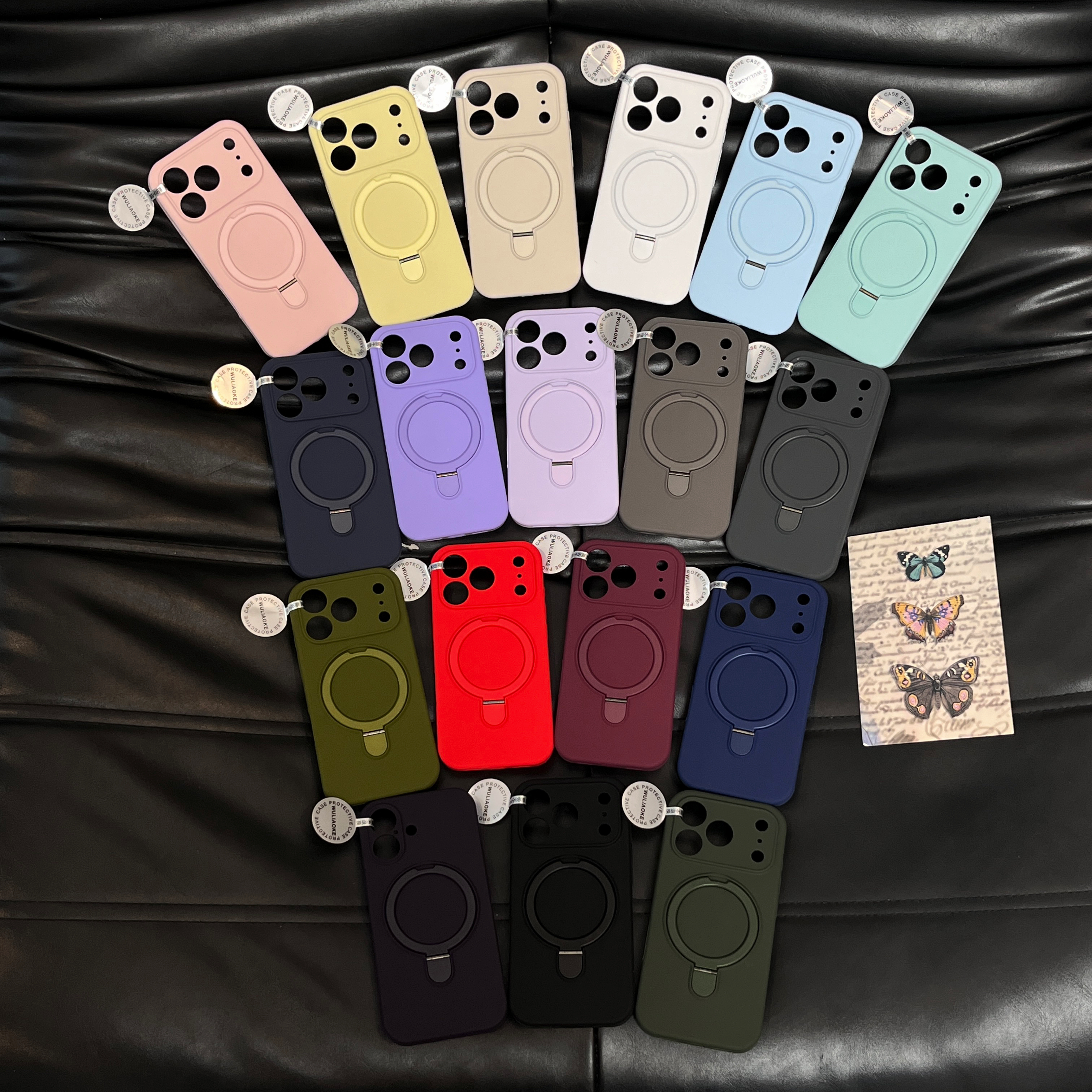 WULIAOKE 磁吸支架支点精孔液态硅胶一体ai拍照按键适用苹果iPhone17promax手机壳保护套16pro高级感ins14/15