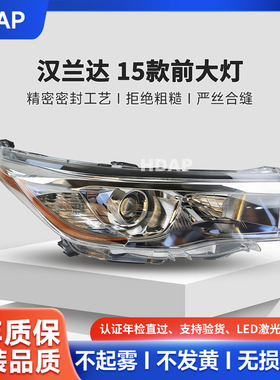 适用于丰田汉兰达前大灯总成15款 丰田汉兰达大灯灯罩总成H43