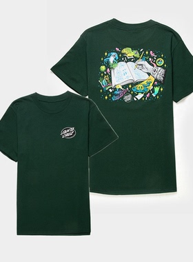 santa cruz 丛林绿色文学书本绘画风休闲小清新男女款纯棉T恤短袖