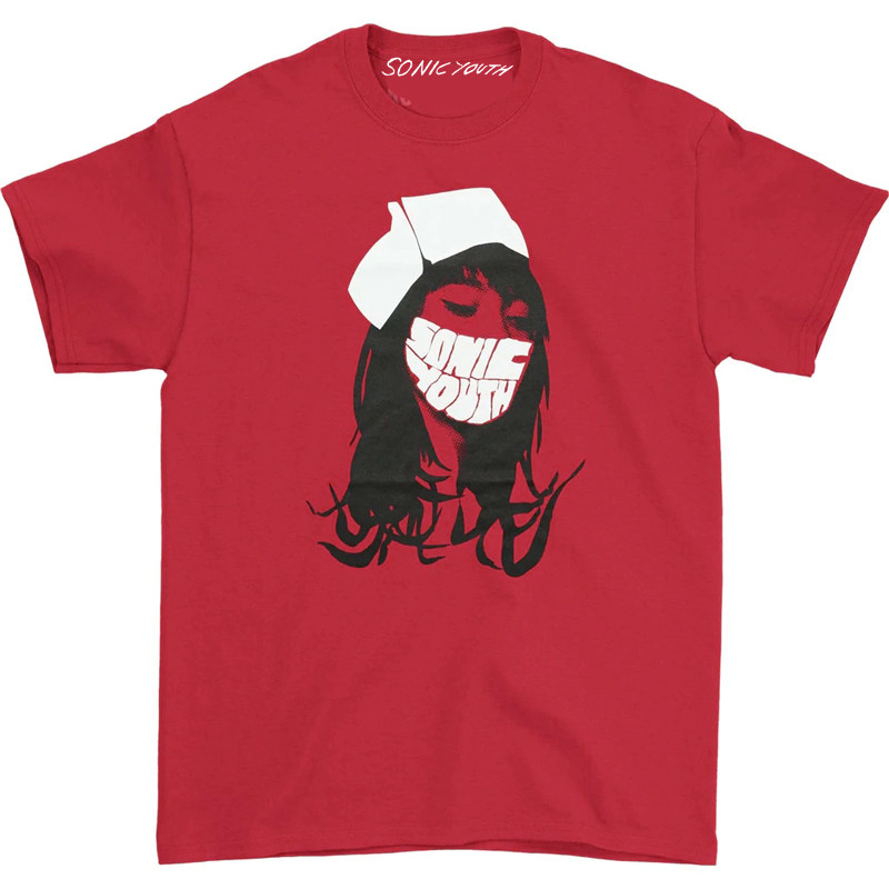 SONIC YOUTH Red Nurse T-shirt音速青年乐队带口罩的护士红色T恤