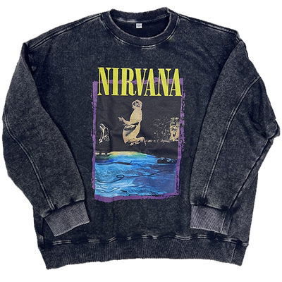 涅槃做旧水洗蜡宽松圆领卫衣