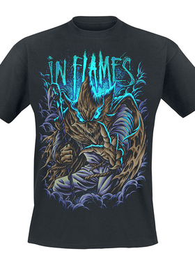 In Flames烈焰乐队瑞典金属摇滚欧美潮牌暗黑宽松短袖男女直喷T恤