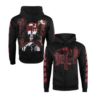 秋冬新款死核乐队DEATH暗黑朋克金属摇滚美式复古连帽拉链外套男