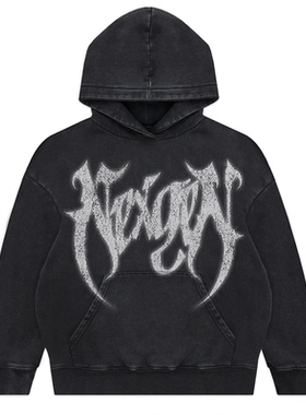 黑金属乐队飞跃地平Bring Me the Horizon水洗做旧直喷连帽卫衣男