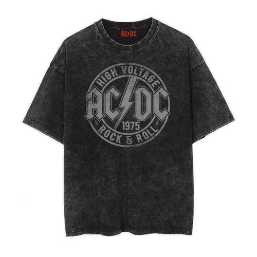ACDC短袖摇滚男士做旧水洗T恤