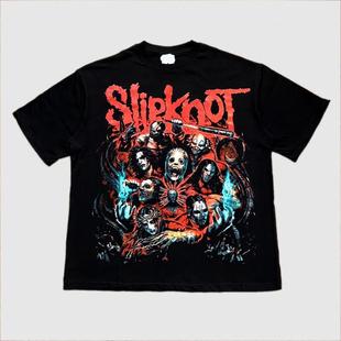 2025新款slipknot活结乐队摇滚重金属美式男士重磅直喷短T恤