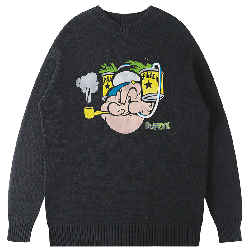 大力水手波派Popeye美式圆领毛衣