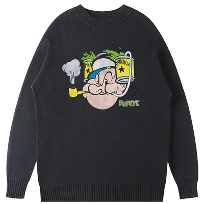 大力水手波派Popeye美式圆领毛衣