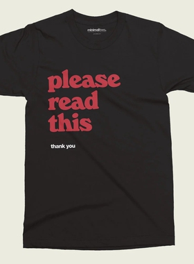 欧美风PLEASE READ THIS请看这个 美式复古经典印花男女款短袖T恤