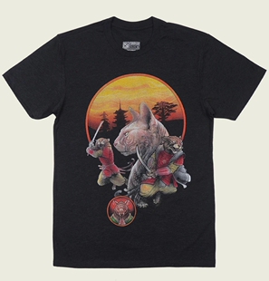 SAMURAI CATS武士猫 美式复古简约经典印花男女款圆领宽松短袖T恤