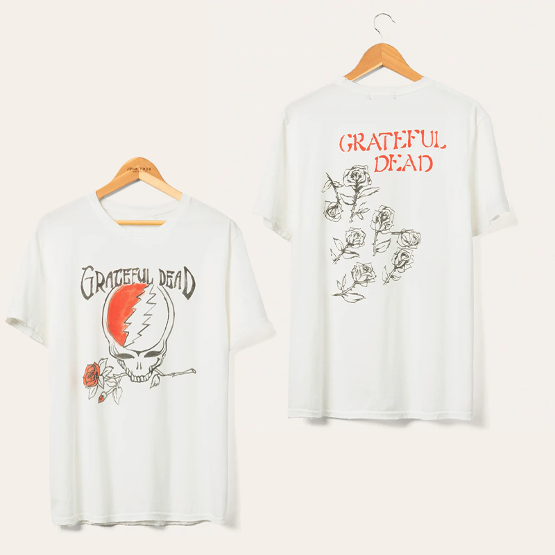 骷髅玫瑰美式休闲直喷短袖T恤