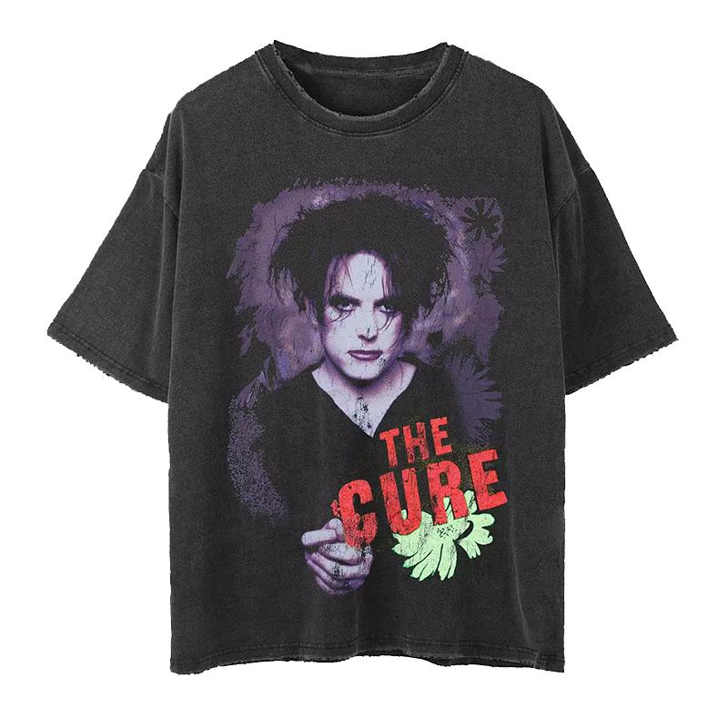 The Cure治疗乐队非主流摇滚朋克直喷复古水洗做旧男女款短袖T恤