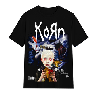 暗黑金属摇滚美式 vintage高街原宿直喷男T恤 短袖 KORN科恩乐队新款