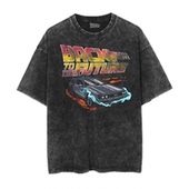 Back The 回到未来 Future跑车赛车电影做旧水洗蜡染短袖 T恤