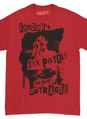 SEX PISTOLS乐队oversize T shirt美式朋克风性手枪红色短袖T恤