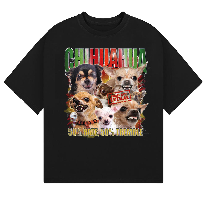 愤怒吉娃娃宠物狗狗美式男女T恤