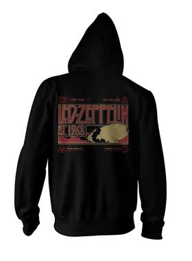 欧美风Led Zeppelin齐柏林飞艇乐队朋克摇滚男士直喷连帽拉链外套