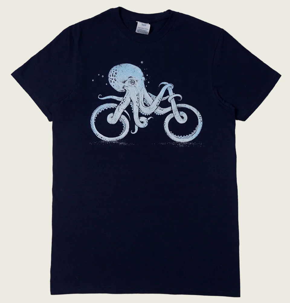 OCTOPUS BIKE 章鱼自行车印花美式复古经典宽松男士休闲短袖T恤